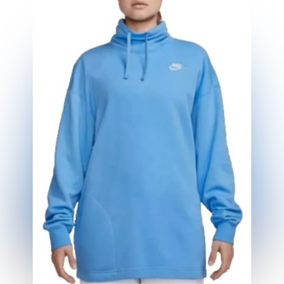 Nike Sportswear Club Fleece Women's Oversized Fit Mock-Neck Sweatshirt blue XS - Picture 1 of 12